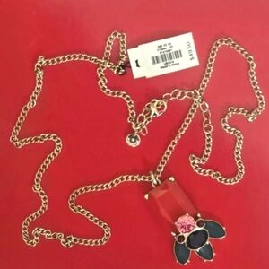 Talbots Orange Winter Squash Facted Bead Drop Necklace with Pink Crystal NWT